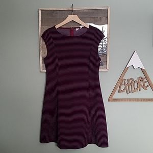 Striped Burgandy and Navy Cap Sleeve Dress